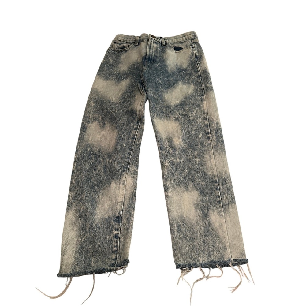 BDG Urban Outfitters Acid Wash Slim Straight Jeans 29 Bleach Splatter Raw Hem‎